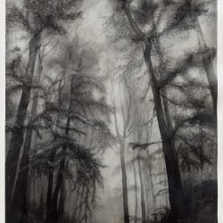 Alexandra Kontriner, <br>Wald 4, <br>Aquarellfarbe auf Büttenpapier, <br>145 x 95 cm, 2022