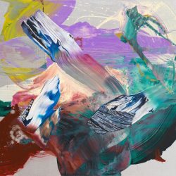 Franziska Maderthaner, <br>Spaceinvaders, <br>Öl und Acryl auf Leinen, <br>140 x 180 cm, 2020