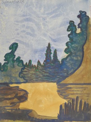 Hubert Schmalix, o.T. (Landschaft), Gouache auf Papier, 65 x 50 cm, 2023